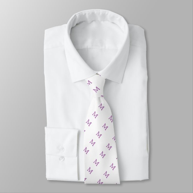 Lilac Custom Monogram  Tie (Tied)