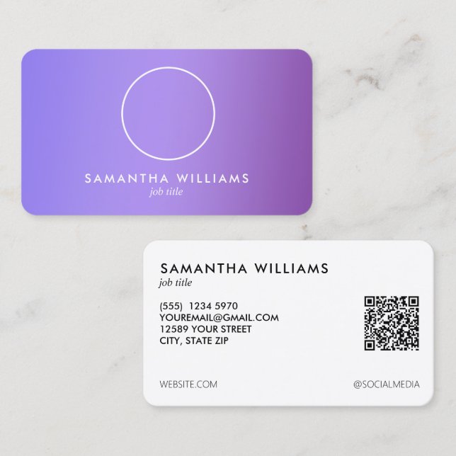 Lilac Custom QR Photo Business Card (Front/Back)
