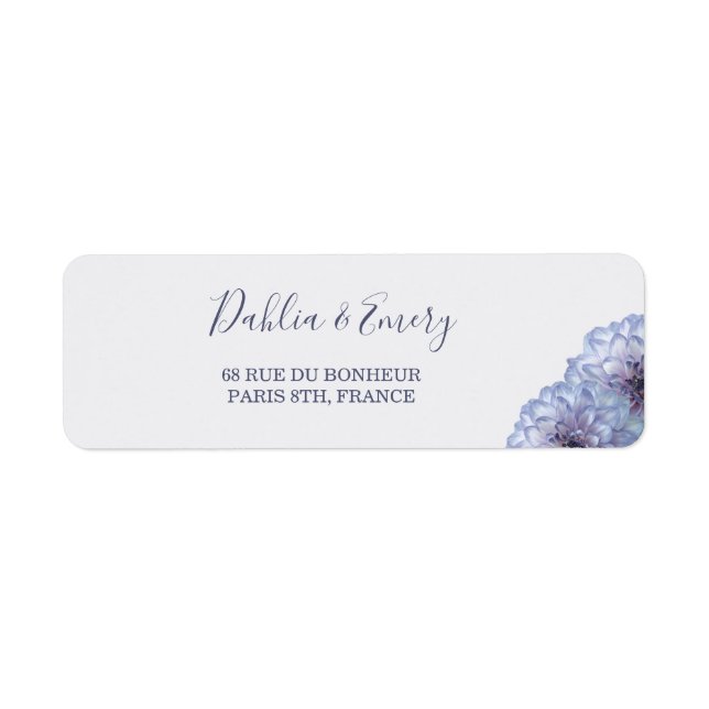 Lilac Dahlia Flowers Wedding Address Label (Front)