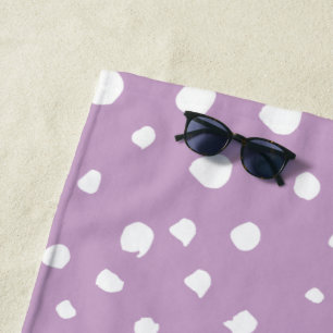 Lilac Dalmatian Spots, Dalmatian Dots, Dotted Beach Towel