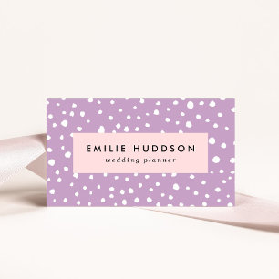 Lilac Dalmatian Spots, Dalmatian Dots, Dotted Business Card