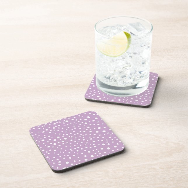 Lilac Dalmatian Spots, Dalmatian Dots, Dotted Coaster (Right Side)