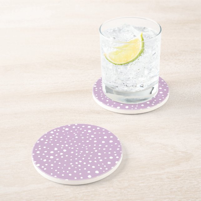 Lilac Dalmatian Spots, Dalmatian Dots, Dotted Coaster (Side)