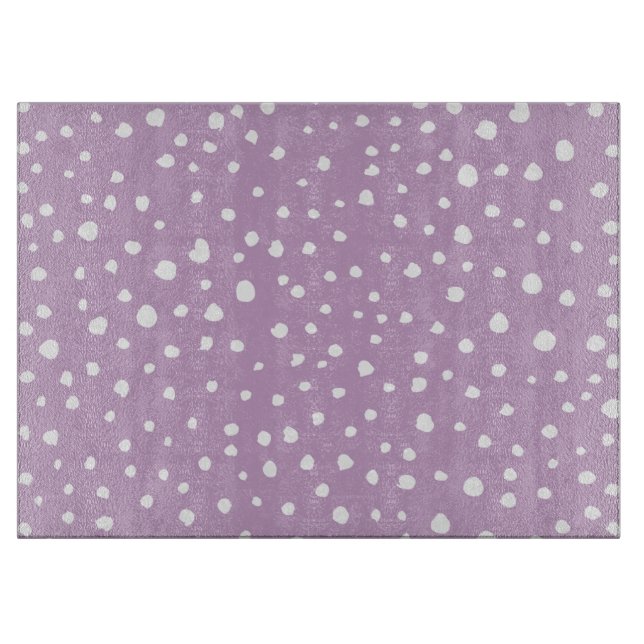 Lilac Dalmatian Spots, Dalmatian Dots, Dotted Cutting Board (Front)