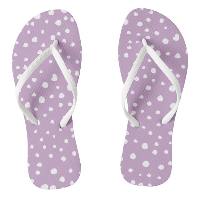 Lilac Dalmatian Spots, Dalmatian Dots, Dotted Flip Flops (Footbed)