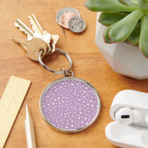 Lilac Dalmatian Spots, Dalmatian Dots, Dotted Keychain