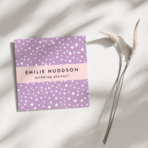 Lilac Dalmatian Spots, Dalmatian Dots, Dotted Square Business Card