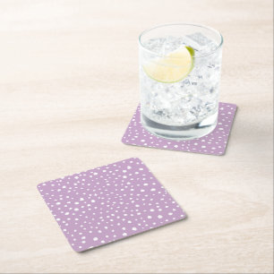 Lilac Dalmatian Spots, Dalmatian Dots, Dotted Square Paper Coaster