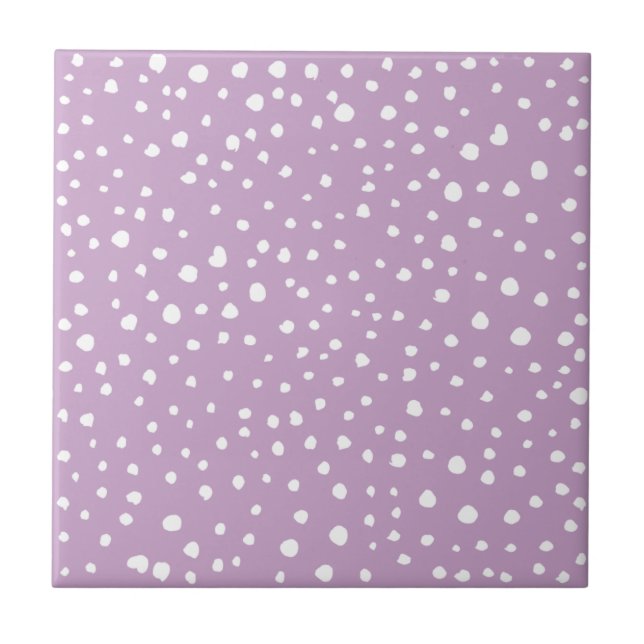 Lilac Dalmatian Spots, Dalmatian Dots, Dotted Tile (Front)