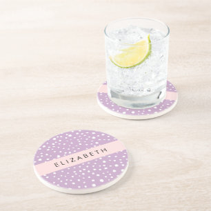 Lilac Dalmatian Spots, Dalmatian Dots, Your Name Coaster