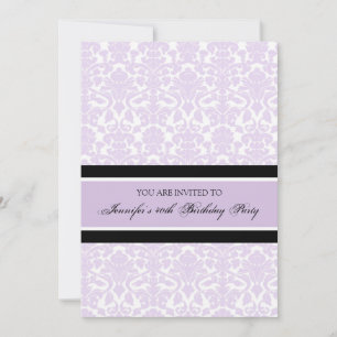 Lilac Damask 40th Birthday Party Invitations