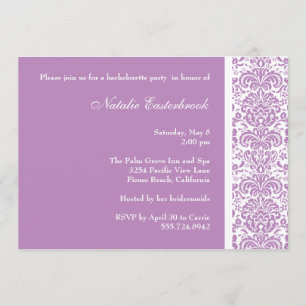 Lilac Damask Bachelorette Party Invitation