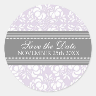 Lilac Damask Save the Date Envelope Seal
