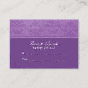 Lilac Damask Wedding Escort Place Card