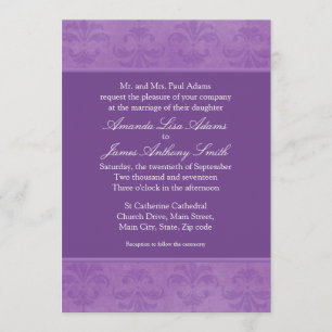 Lilac Damask Wedding Invitation