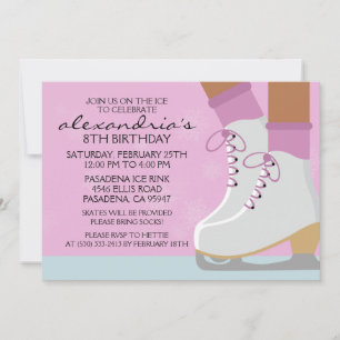 Lilac Dark Skin Skate Laces Ice Skating Party Invitation