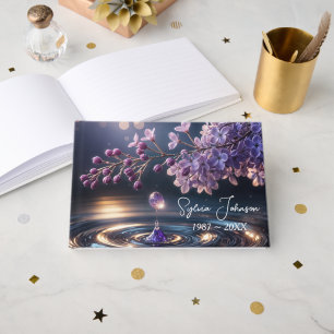 Lilac Dewdrop For Memorial Service Guest Book