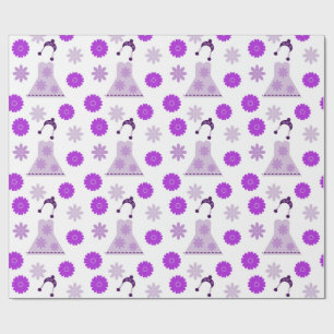 lilac dress on white wrapping paper