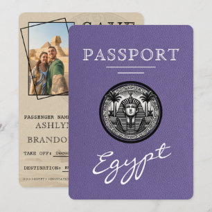 Lilac Egypt Passport Wedding Save the Date