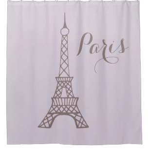 Lilac Eiffel Tower Paris Bathroom Shower Curtain