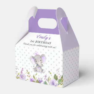 Lilac Elephant First Birthday Party Little Peanut Favor Box