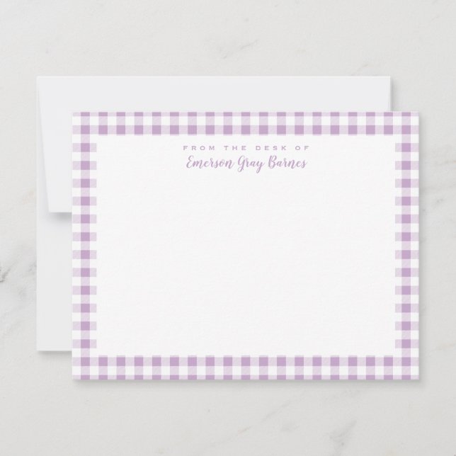 Lilac En vichy Vérifier la carte de papeterie pers (Devant)