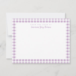 Lilac En vichy Vérifier la carte de papeterie pers