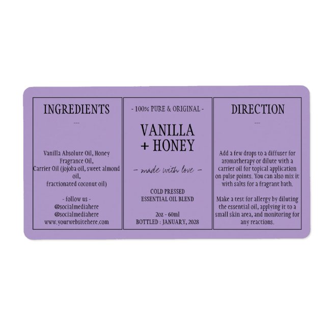 Lilac Essential Huile Cosmétique Emballage de bout (Devant)