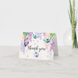Lilac et Carte de remerciements pliée papillon