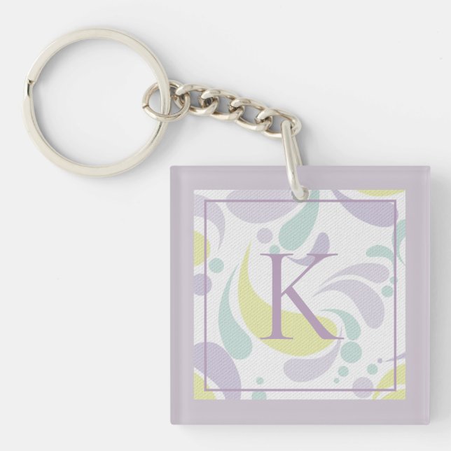 Lilac et Green Pastel Motif clair Monogramme (Devant)