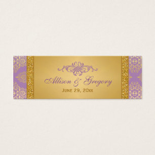 Lilac, FAUX Glitter, Damask Wedding Favour Tag