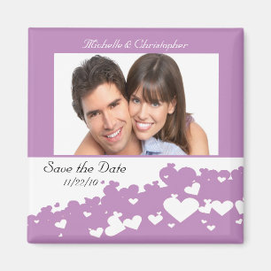 Lilac Field of Hearts Save The Date Magnet