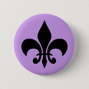 Lilac Fleur de Lis 2 Inch Round Button