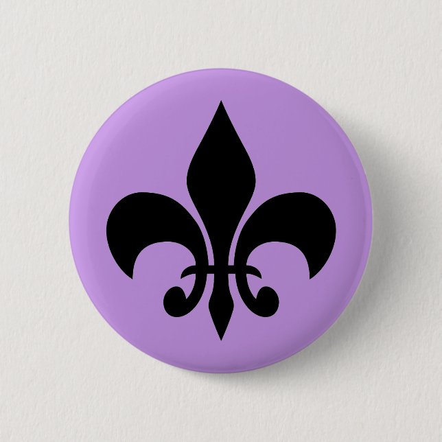 Lilac Fleur de Lis 2 Inch Round Button (Front)