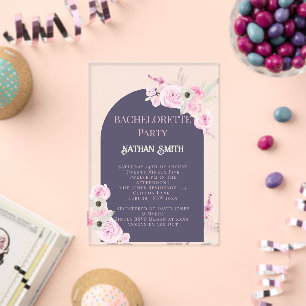 Lilac Floral Arch Summer Bachelorette Party Acrylic Invitations
