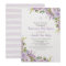 Lilac Floral Baby Girl Baptism Invitation