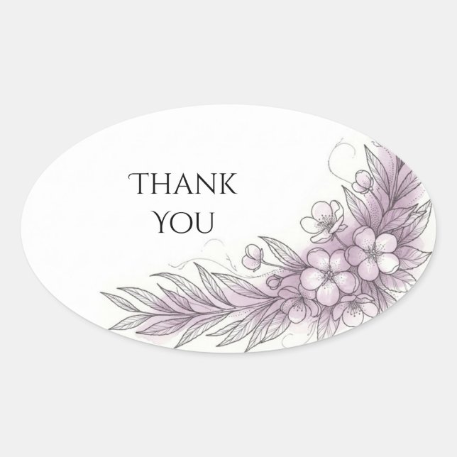 Lilac Floral Botanical Thank You Sticker (Front)