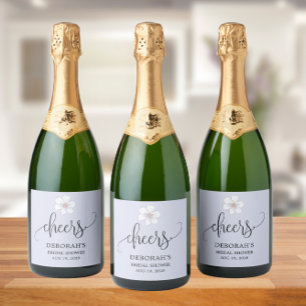 Lilac Floral Bridal Shower Sparkling Wine Label