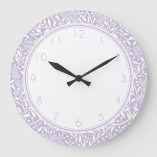 Lilac Floral Damask Pattern Large Clock