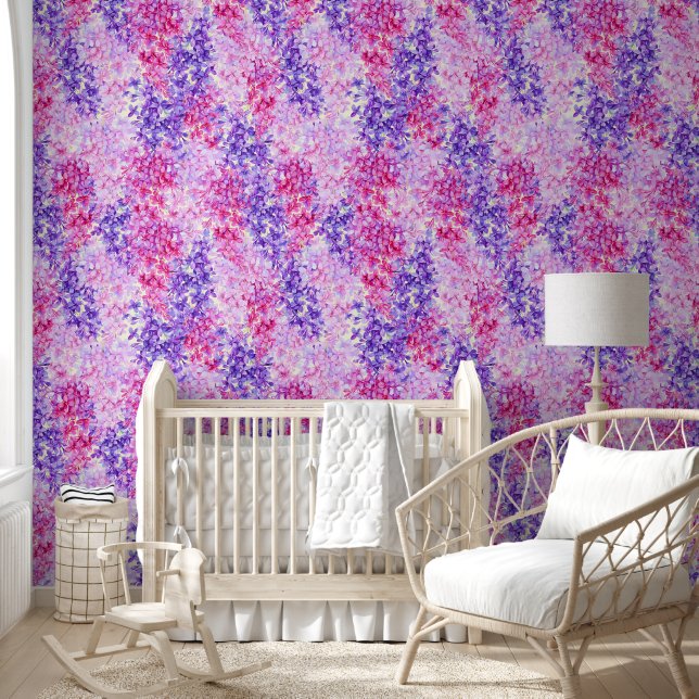 Lilac Floral Flowers Pink Purple Botanical Wallpaper (Kids)