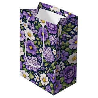 lilac floral medium gift bag
