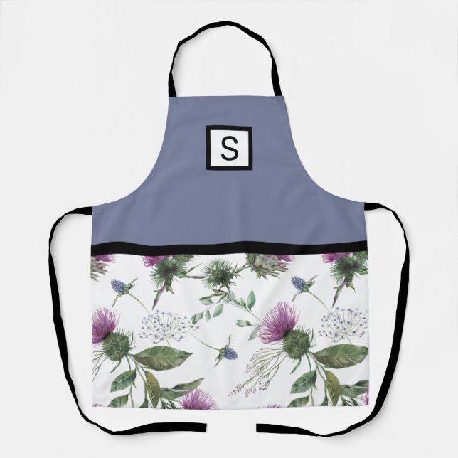 Lilac Floral Monogram Apron (Front)