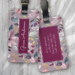Lilac Floral Pattern Gold Foil Monogram  Luggage Tag<br><div class="desc">A beautiful floral design with gold foil accents</div>