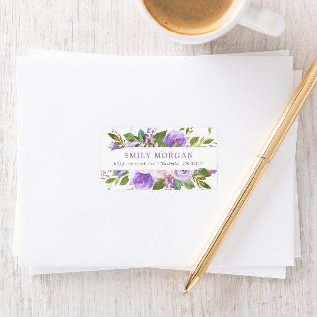 Lilac Floral Personalized Return Address Labels (Insitu)