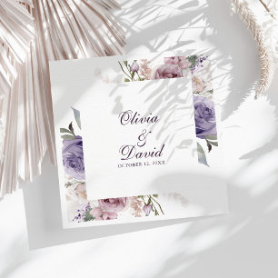 Lilac Floral Personalized Wedding Napkin