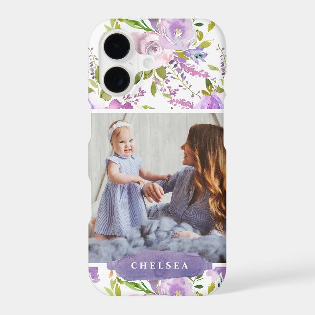 Lilac Floral Photo et Monogramme (Verso)