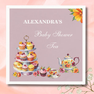Lilac Floral Tea Party Baby Shower  Napkin