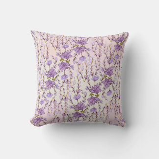 lilac floral throw pillow
