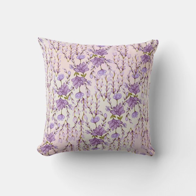 lilac floral throw pillow (Front)