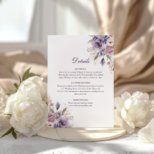 Lilac Floral Wedding Details Card